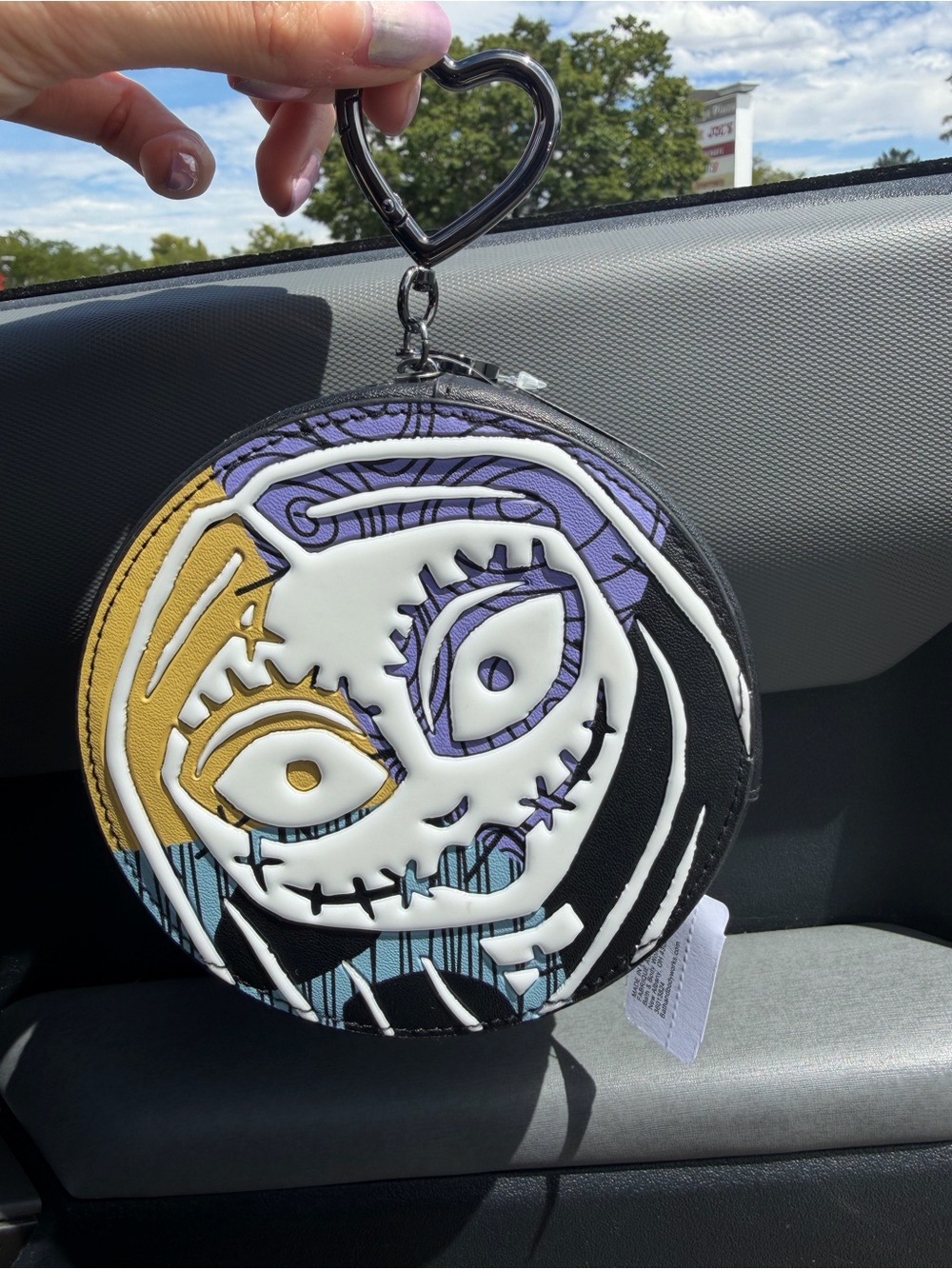 Bath & Body Works Round Graphic Face Wristlet in Black, White, Purple & Gold